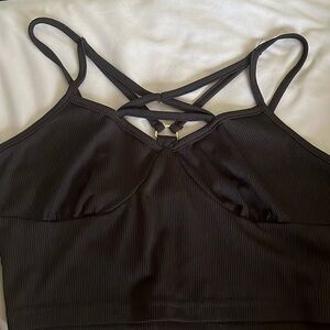 black cropped tank top